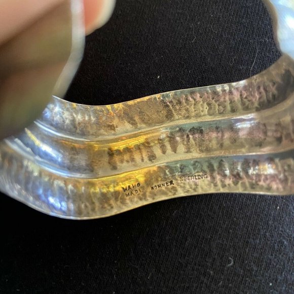 Signed ROHNER Handmade STERLING SILVER Cuff Bracelet - Hand Made Vintage Jewelry - Picture 4 of 4